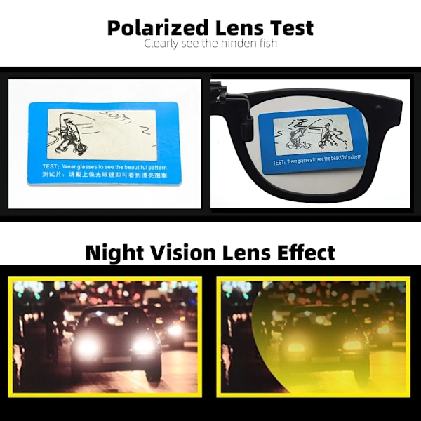 VIVIBEE Flip Up Clip on Solglasögon för män Körning Solglasögon Lättfiske Kvinna Anti-UVA UVB polariserad nattseende lins 1 Grey without case