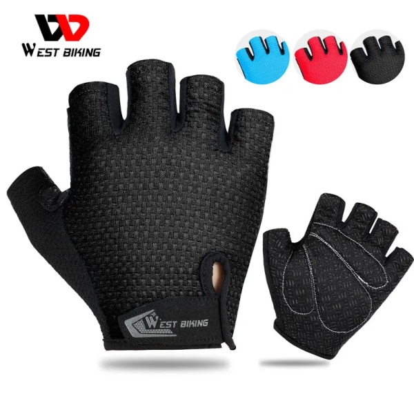 WEST BIKING Half Finger Cykelhandskar Antislip Motorcykel MTB Road Bike Handskar Män Sport Fitness Cykel Fingerlösa handskar Black M