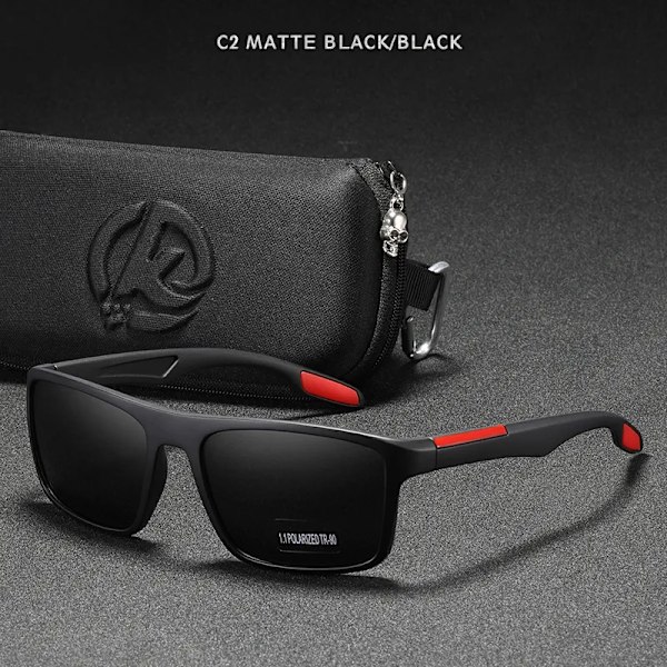 KDEAM Rectangular Ultra Light TR90 Solglasögon Herr Polariserad TAC 1,1 mm Tjocklek Lins Solglasögon Kvinnor Sport Kat.3 C2 Matte black TR90 Polarized