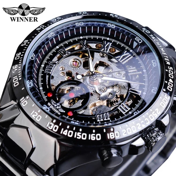 Vinnare Mekanisk Sport Design Bezel Mode Watch Herrklockor Toppmärke Lyx Montre Homme Klocka Herr Automatisk Watch GMT852