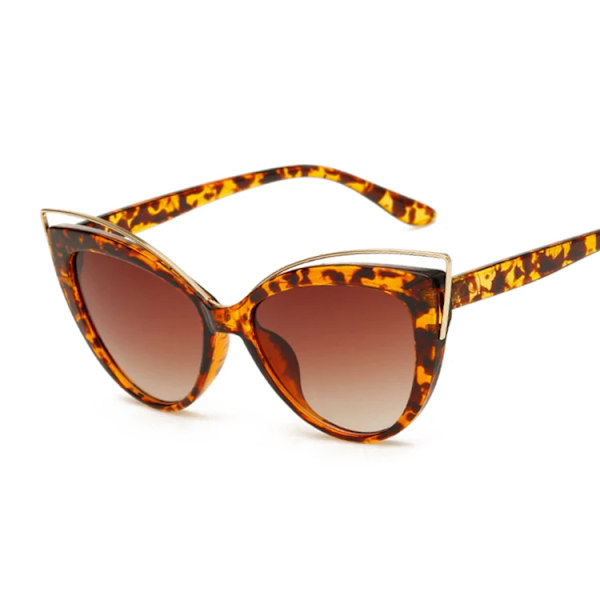 Cat Eye Solglasögon Kvinna Vintage Mode Fjärilsspegel Solglasögon Kvinnlig Retro Sommarstil Metall Glasögon Lyx Leopard