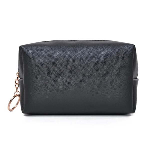 PURDORED 1 st solid kosmetisk väska för kvinnor Läder resor sminkväska Organizer Toalettartiklar Solid kvinnlig förvaring case black