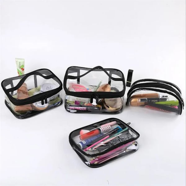 1 st Resor PVC kosmetiska väskor Dam Transparent genomskinlig dragkedja Sminkväskor Organizer Badtvätt Smink Tote Handväskor Case B