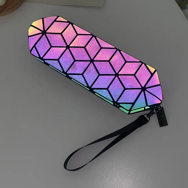 Ljusgivande geometrisk laser kosmetisk väska med stor kapacitet Bärbar åttakantig väska för flickor Reflekterande mode myntväska Type 1