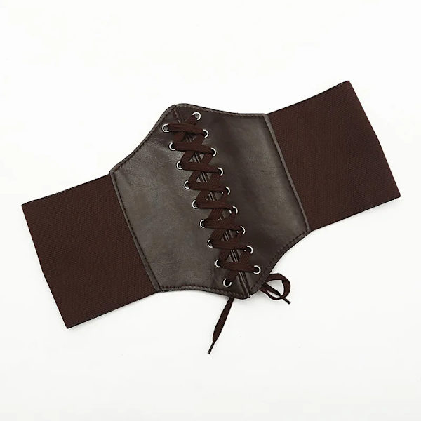 Sexiga Svarta Punkkorsetter Bred Pu Läder Slimming Bälte Bustiers Gothic Body Mage Bälten Dam Hög midja Elastisk Body Building Dark Brown One Size