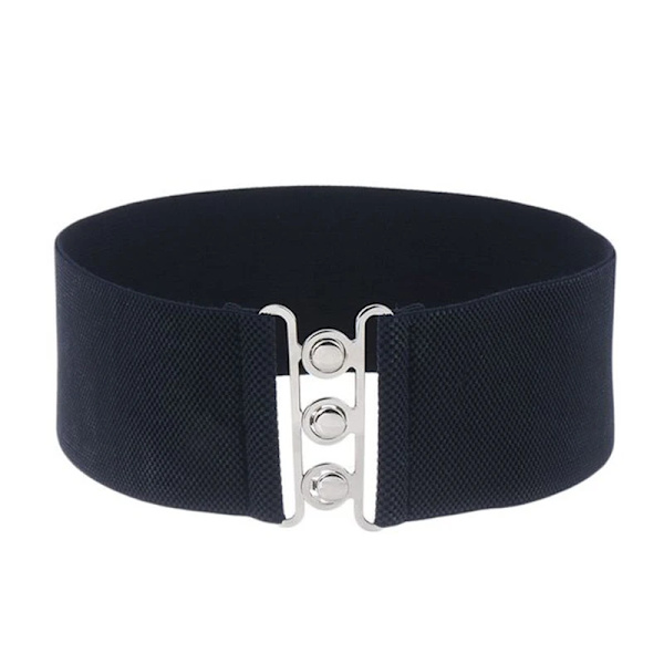 Brett bälte för kvinnor slimmande midjebälte med metallspänne Lyxigt kvinna midjeband högt elastiskt midjebälte för midjedekor dark blue One Size
