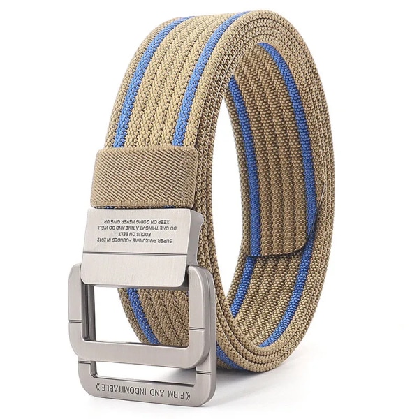 Snygga män Bälten Dubbla ringar Metall Skjutspänne Canvas Stickad Snabbtorkande Jeans Accessoarer Utomhus midjerem Unisex Cinto Color13 120cm