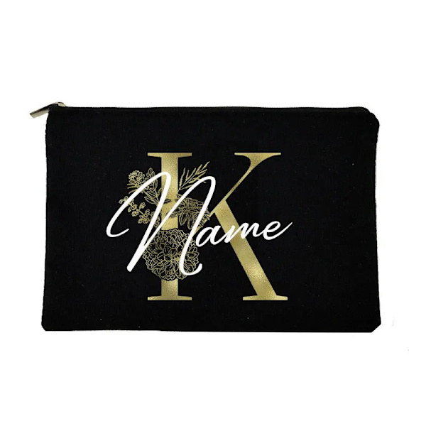 Personliga initialer Sminkväska Brudtärna Maid of Honor Semester Canvas Monogram Kosmetisk påse Bröllop möhippa Present K