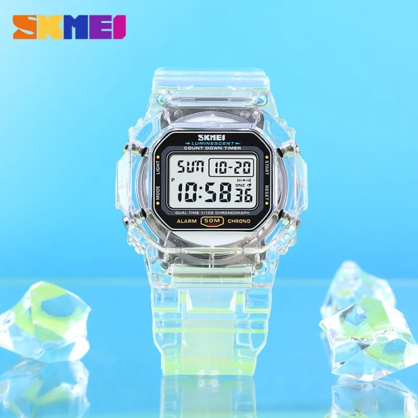 SKMEI Digitala klockor Herrmode Original Sport Utomhusvecka Visningsdatum 12/24H 100m Vattentäta Armbandsur Montre Homme Blue