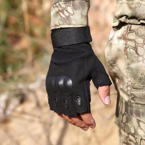 Taktiska handskar Long Finger Special Forces Soft Shell Design Klättring Motorcykel Handskar Vinter Canvas Handskar Militär Fan Sport Longfinger black XL