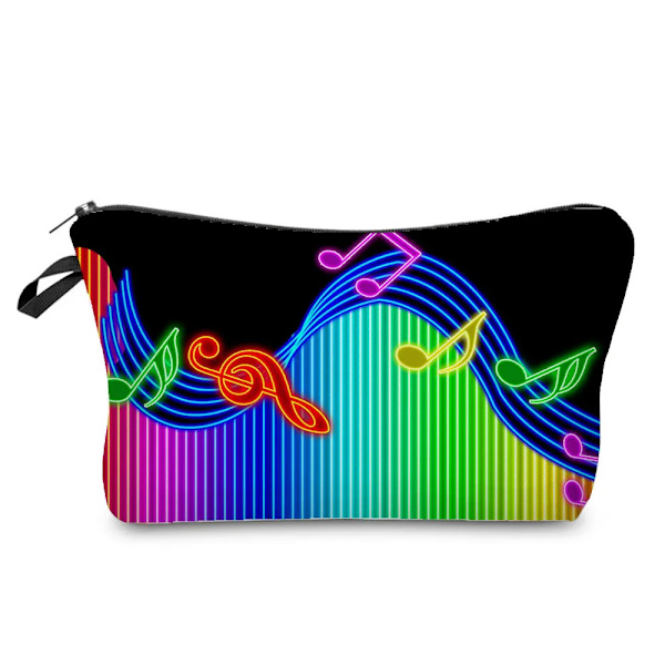 Högkvalitativ organizer Bärbart case Piano Gitarrmålning Dam Sminkväska Värmeöverföring Musiknoter Print Kosmetiska väskor hz7318 Music Bag