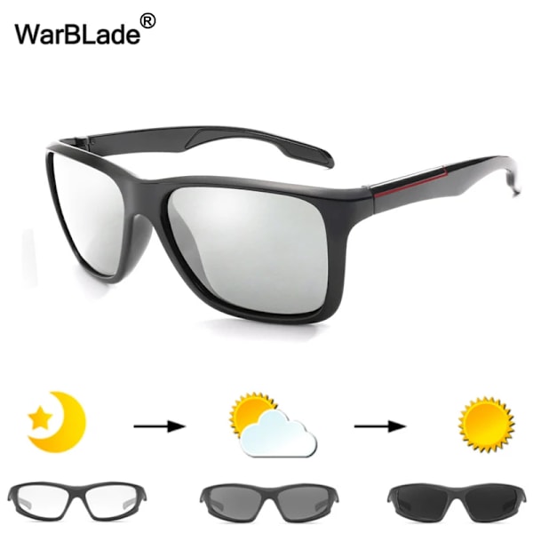 WarBLade Photochromic Solglasögon Män HD Polariserade Solglasögon Man Körglasögon Kameleontglasögon Dag Nattkörning Glasögon B1037