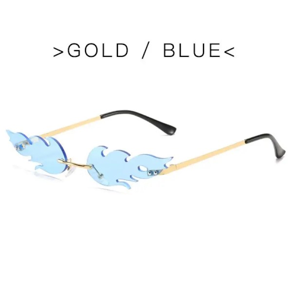 Summer Flame Solglasögon Kvinnor Rimless Wave Glasögon Löpsolglasögon Lyx Trendiga Solglasögon Skärmar Kvinna O