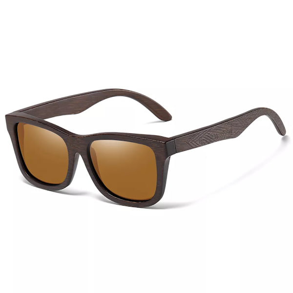 GM Retro Mode Bambu Trä Polariserad Solglasögon Kör fyrkantig Solglasögon Man Goggle UV400 Kvinnor Män Märkesdesigner Brown Dark bamboo