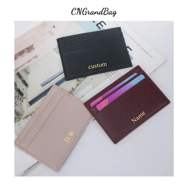 Anpassade bokstäver Män PU Läder Kreditkortshållare Anpassa initialer Slim Card Plånbok Monogram Namnskort Case Kvinnor Gör-det-själv present croco red