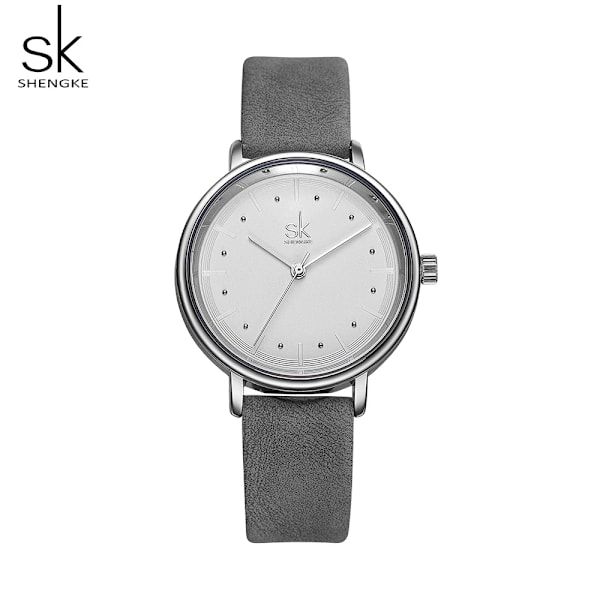 Shengke enkel watch för kvinnor brunt retro läder Relogio Feminino Toppmärke Dammode Minidesign Quartz Reloj Mujer grey