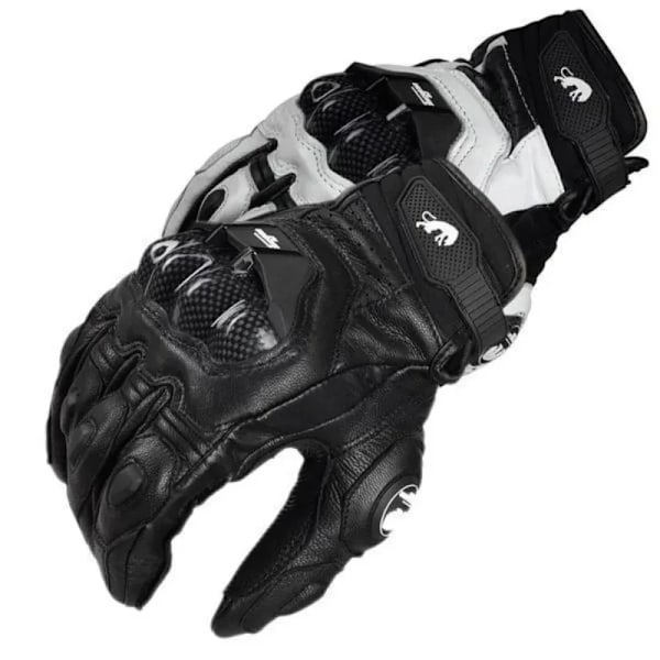 Motorcykelhandskar Svarta Racing Äkta Läder Motorcykel Vita Väg Racing Team Handskar Män Sommar Vinter Retro perforated -A L