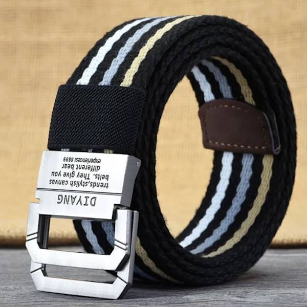 Vår och höst Ungdom Dubbelring Spänne Färgmatchning Justerbar längd Jeans Canvas Dam- och Herrbälte Type 7 100cm