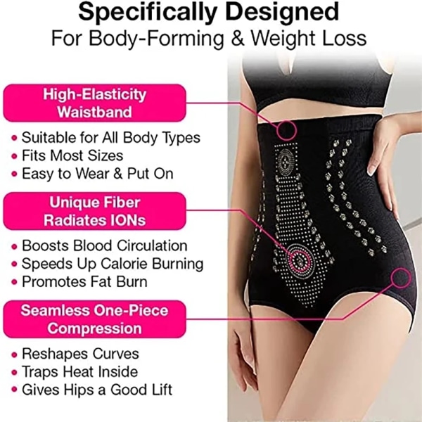 Unik Fiber Restoration Shaper Magkontroll Shapewear Bantning Waist Trainer Bodysuit Underkläder För Kvinnor Bodyshaper Trosor Black M(88-121 lbs)