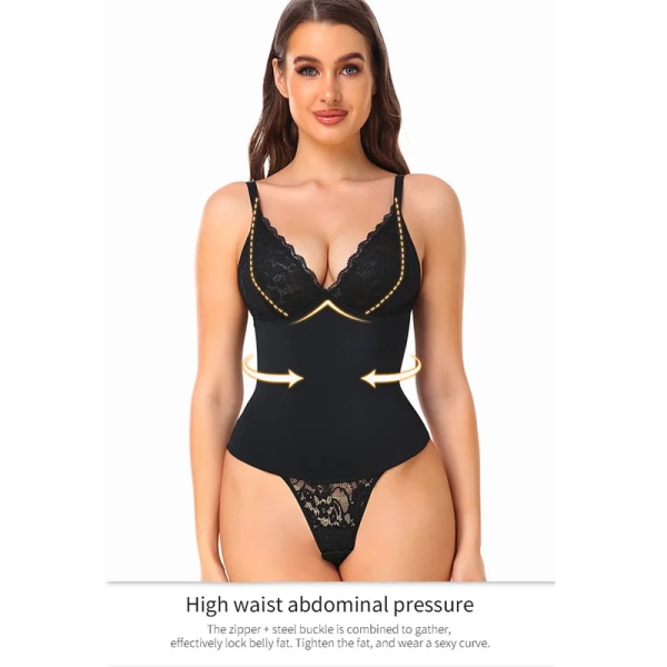 Shapewear Bodysuits Dam Sexiga Spetsunderkläder Öppen gren och trådlös spets BH Fajas Colombianas Body Shaper Underkläder Remmar Beige 5126 S