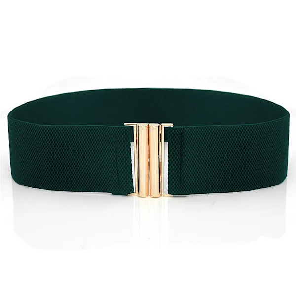 Brett resårbälte Enfärgad korsettbälte Metallspänne Dammode Cummerband Stretch Cinch midjeband Dam midjebälte style 2-dark green One Size