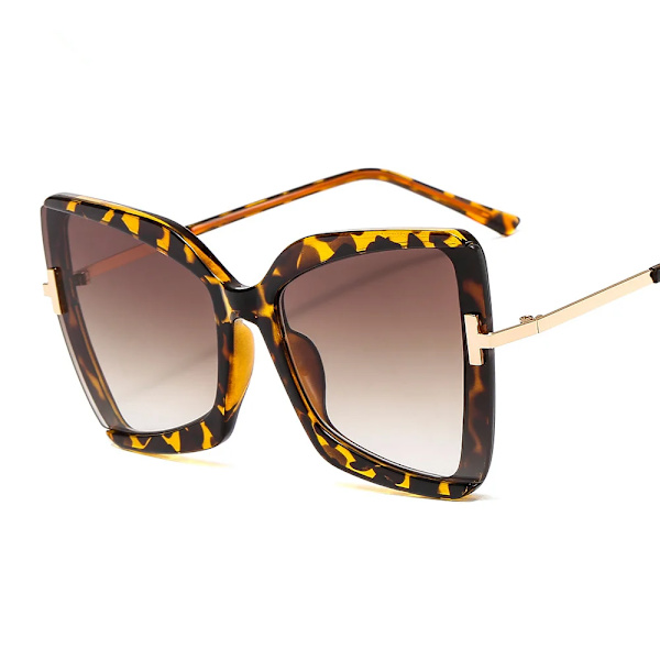 Varumärke Designer T Solglasögon Nya överdimensionerade fyrkantiga kvinnor Solglasögon Kvinnliga Stor båge Färgglada nyanser för kvinnor Oculos Leopard Other