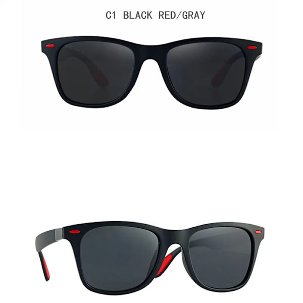 MAYTEN Klassiska polariserade solglasögon Herr Dam Märkesdesign Körning Fyrkantig ram Solglasögon Man Goggle UV400 Gafas De Sol Black Red MULTI