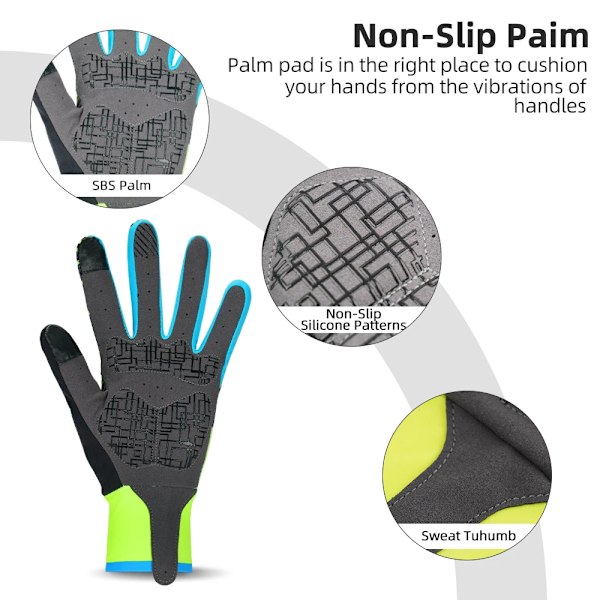 DAREVIE Hela Långa Cykelhandskar Skärm Touch Finger Cykelhandskar Stötsäker Pad Cykelhandskar Lång midja Andningsbar cykelhandske Black Green XL