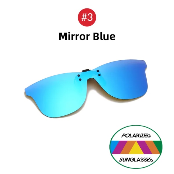 VIVIBEE Square Mirror Herrklämma på polariserade nattkörglasögon Gul UV400 Dam Solglasögon Fiskeklämmor för närsynt 3 Mirror Blue With Plastic Case