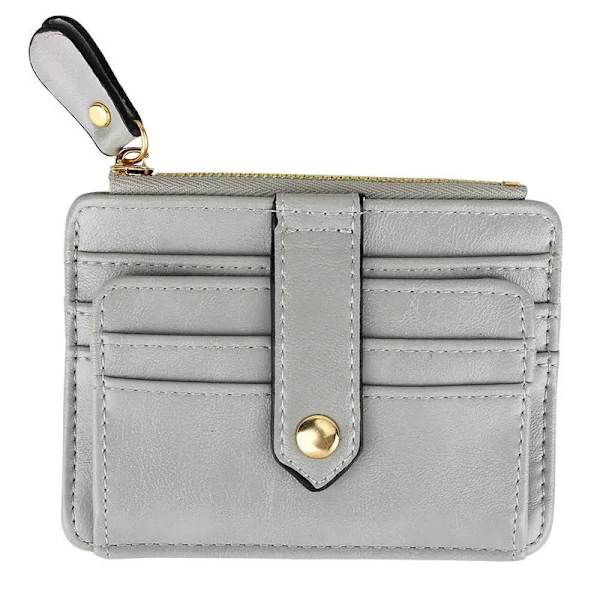1 ST Mini PU Läder Kreditkortshållare Skydd Cover Hasp Kvinnor Män Liten Ultra-Tunn plånbok Organizer Case Paket Myntväska Light grey