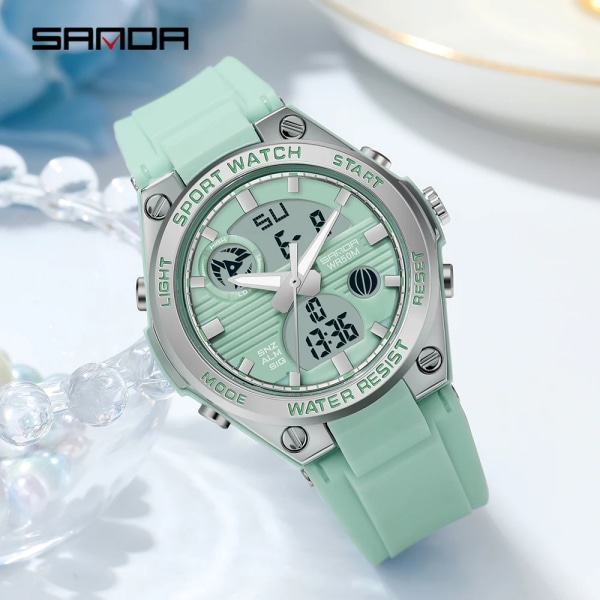 2023 Mode Dam Klockor Topp Lyx Märke Quartz Klocka Vattentät Casual Watch För tjejer Present relogio feminino Light green