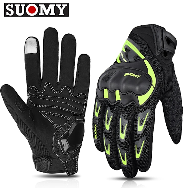 Suomy Motorcykelhandskar Herr Dam Sommar Motorcykel Racinghandskar Pekskärm Andningsbara Motocross Moto Biker Cykelhandskar su-11-Green XL
