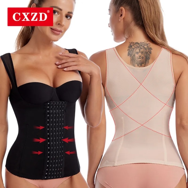 CXZD Postpartum 6-knäppt kontrollväst Kvinnor Midja Cinchers bantning Magbälte mage Korsett Bustiers modellering Body Shapers Skin 5XL