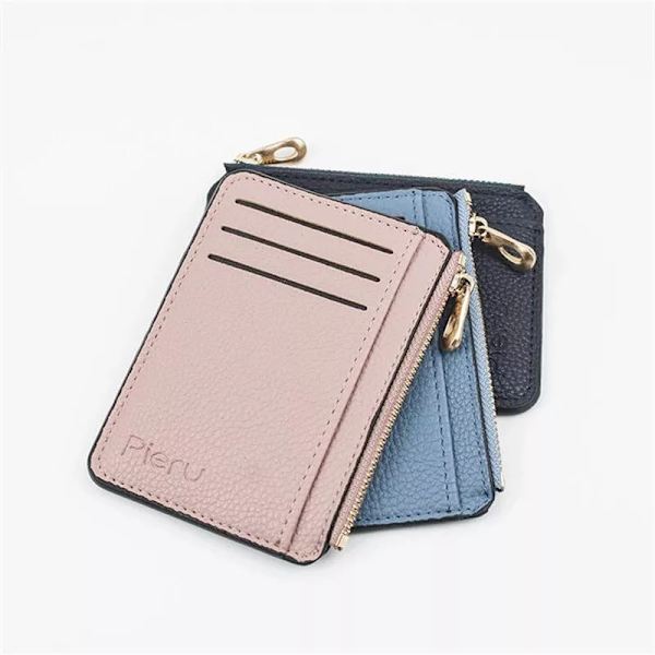 Smal plånbok PU-läder Kvinnor Korthållare Läder Unisex dragkedja Case Män Kredit Mini Bankkort Hållare 1pc