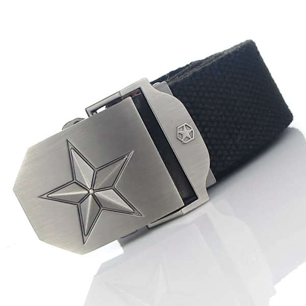 BOKADIAO Herr & Kvinnor Militär Canvas bälte lyxigt 3D-stjärna Metallspänne jeansbälte Army taktiska bälten för män midjeband hane Khaki stripe 110cm