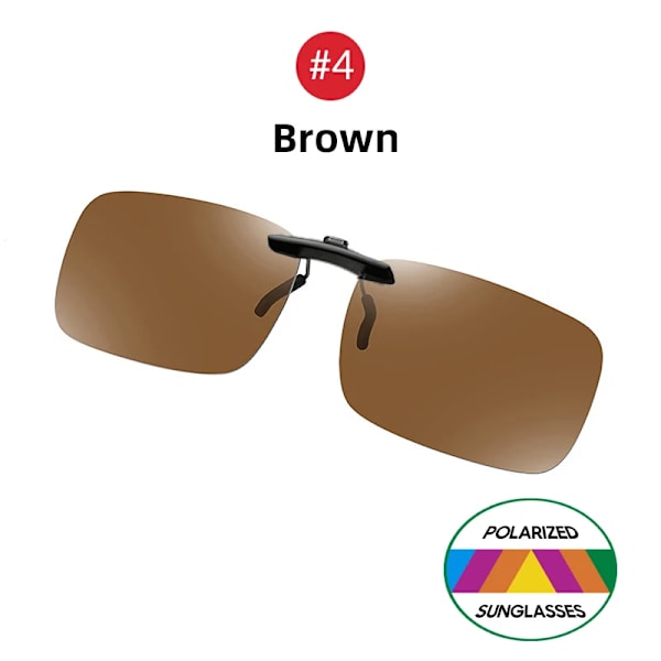 VIVIBEE Mens Fishing Clip On Solglasögon för Myopia Glasögon Polarized UV400 Kvinnor Square Night Vision Driving Solglasögon 4 Brown with case