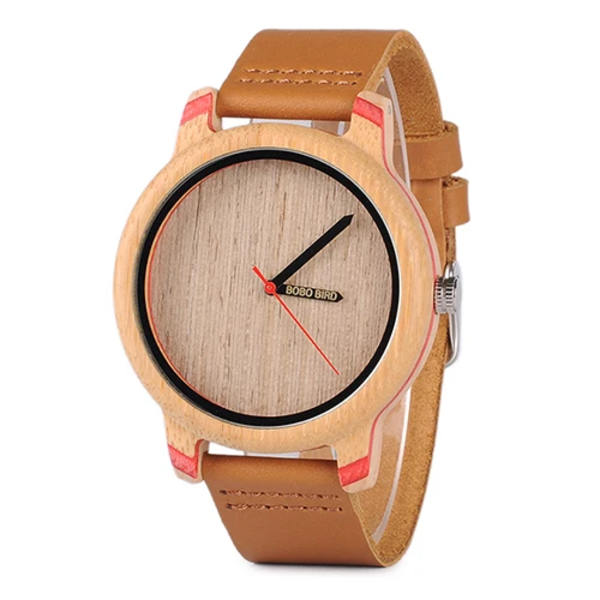 Parklockor BOBO BIRD Watch Herr Bamboo Relogio Masculino Damarmbandsur med läderband Silikonarmband Bra present GP027-2A