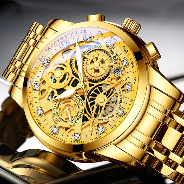 Svänghjul Roterande fönster Herrklockor Lyx Mode Lysande Date Herr Watch Vattentät Manklocka Relogio Reloj Hombre Silver with Box