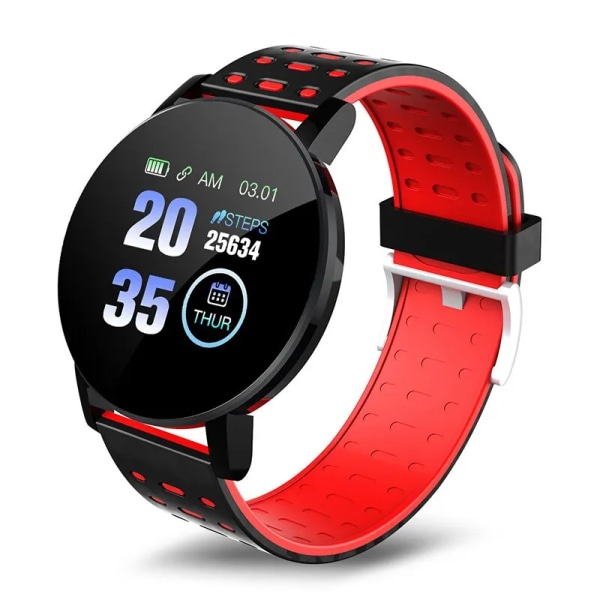 119Plus Smart Armband Rörelsestegräknare Väckarklocka Färgskärm Bluetooth Armbandsklocka Multi Smart Watch För Bo 119S Red
