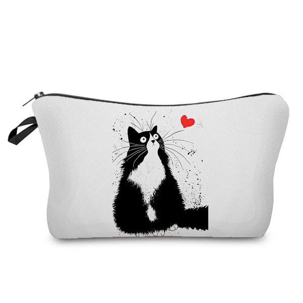 Svart katt utskrift kvinnor kosmetiska väskor Djur Söt Casual Bärbar förvaring Sminkväska Toalettväskor hz1240 Cat Bag