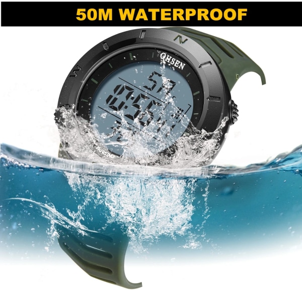 Digital watch Militär Vattentät Sport Märklockor Gult band 50M Dykning Mode Elektroniskt armbandsur Taktiska manklockor Blue Black