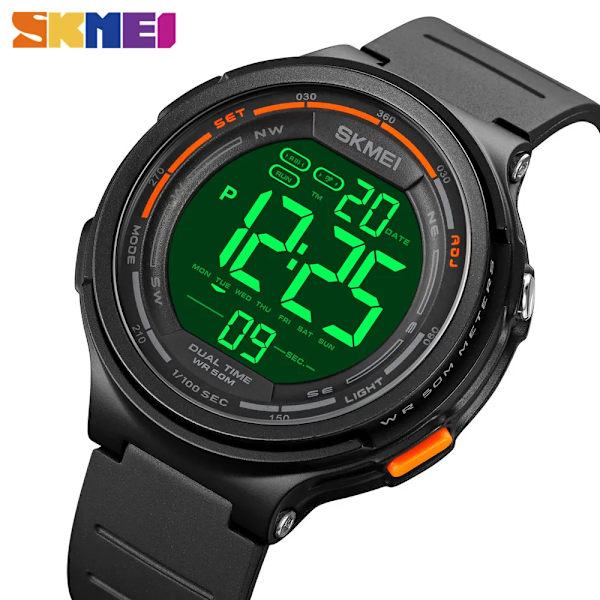 SKMEI Nytt LED-ljus Digital Herr Sportklockor Count Down 5Bar Vattentätt Armbandsur För Herr Man Klocka Watch hombre 1841 grey with strap box