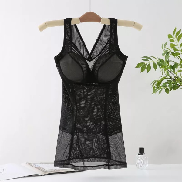 Women's One Piece Shapewear Med BH Det finns trådfria Body Shaper Slimming Kläder Black 2XL-105