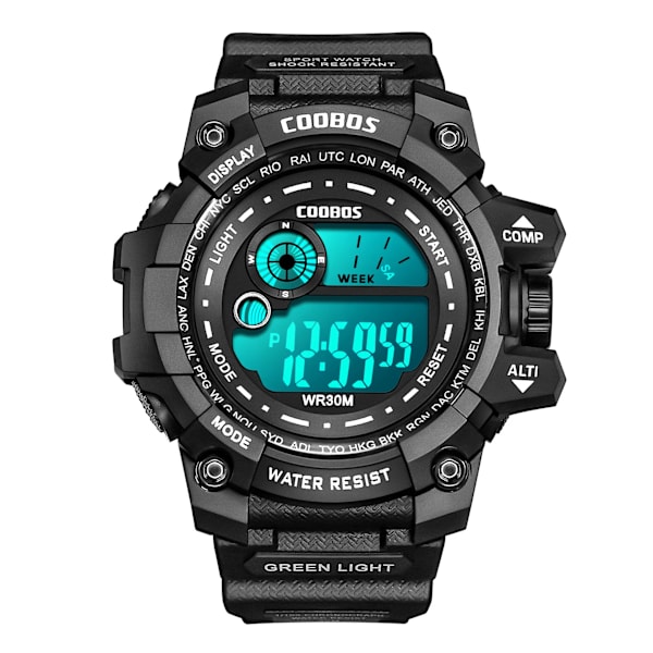 Nya män LED Digitala klockor Lysande Mode Sport Vattentäta klockor För Man Date Army Military Clock Relogio Masculino Black