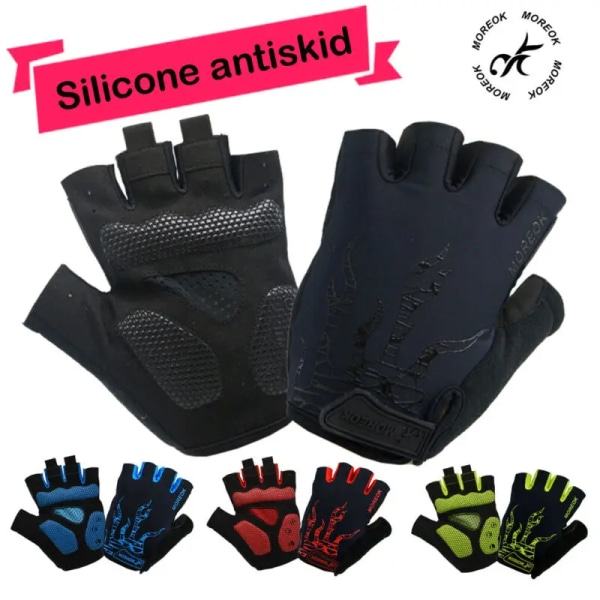 Nya antisladd cykelhandskar Unisex Herr Kvinnor Utomhus MTB Cykel Tvättbar Halvfinger Handskar Korta Finger Sporthandskar Black XL