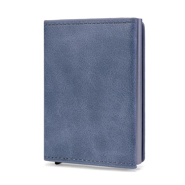 ZOVYVOL Herrplånbok RFID-korthållare Plånbok 2023 Stöldskyddande aluminiumlåda Korthållare PU Läder Pop Up Case Magnet Myntväska YMS071-Light Blue