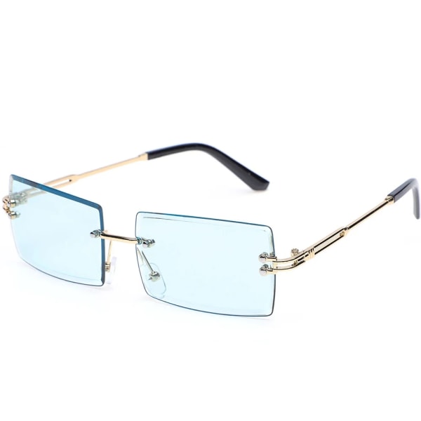 Kvinnor båglösa rektangelskärmar Ocean Water Solglasögon Gradient UV400 Solglasögon Män Metall Böjda lyxiga designerglasögon C4 blue AS PICTURE