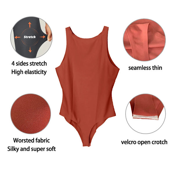 Dam ärmlös body Vanligt linne med rund hals Crop Tight Sexig Racerback Bottoming Basic undertröja Magkontrollgördel Orange M