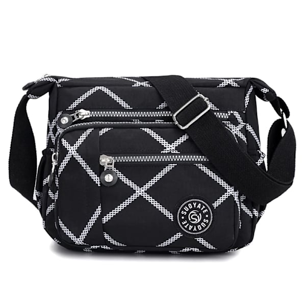 Fashion Messenger Bag Damaxelväska Nylon Handväska Stor kapacitet Liten Mode Damtelefonväska Crossbody-väska Black white 3