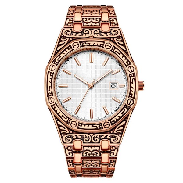 Nya heta klockor Mode män watch i rostfritt stål Lyxkalender Quartz Armbandsur Business Klockor Man Klocka Relogio Masculino White pink
